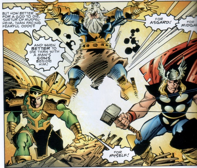 Odin, Loki, Thor by Walt Simonson for Marvel Comics